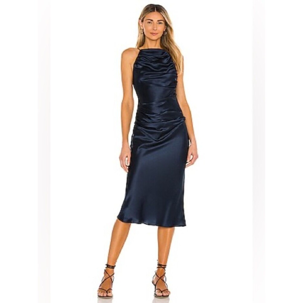 Amanda Uprichard Georgina Dress in Ink 100% Silk SZ XS